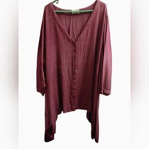Holy Clothing Sz 4X Burgundy Lagonlook Asymmetrical Tunic